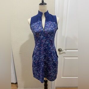 EP New York Sleeveless blue colorful Print golf Dress Size XS